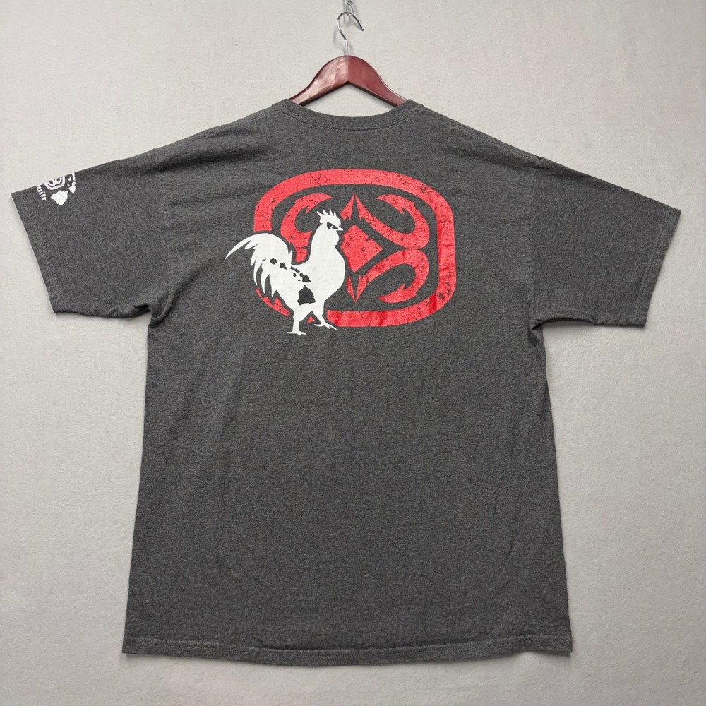 Maui Built T Shirt Mens XL Gray Rooster Fish Hook Graphic Hawaii Y2K Tee